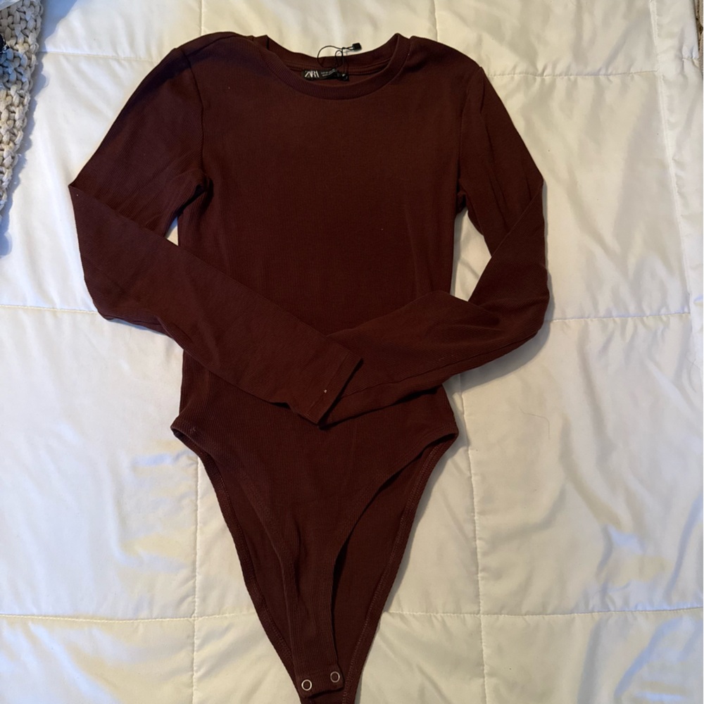 Zara Women’s Brown Long Sleeve Bodysuit